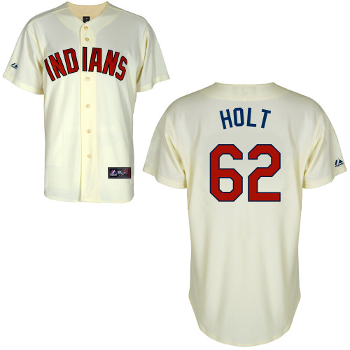 Tyler Holt #62 Youth Baseball Jersey-Cleveland Indians Authentic Alternate 2 White Cool Base MLB Jersey